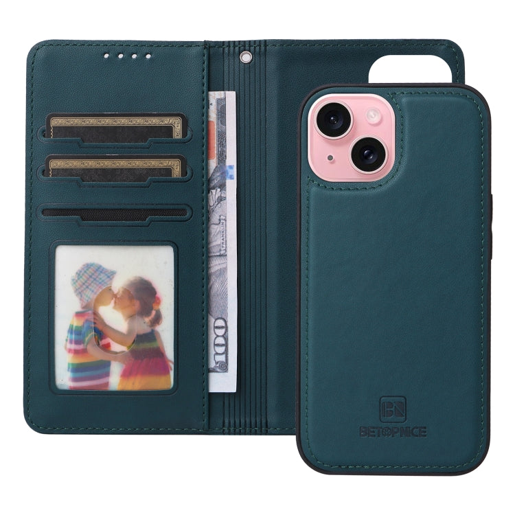 For iPhone 15 BETOPNICE BN-005 2 in 1 Detachable Imitate Genuine Leather Phone Case(Blue) - HoMEdemic™ 