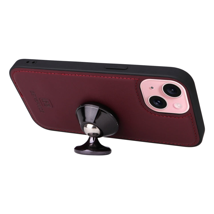 For iPhone 15 BETOPNICE BN-005 2 in 1 Detachable Imitate Genuine Leather Phone Case(Wine Red) - HoMEdemic™ 