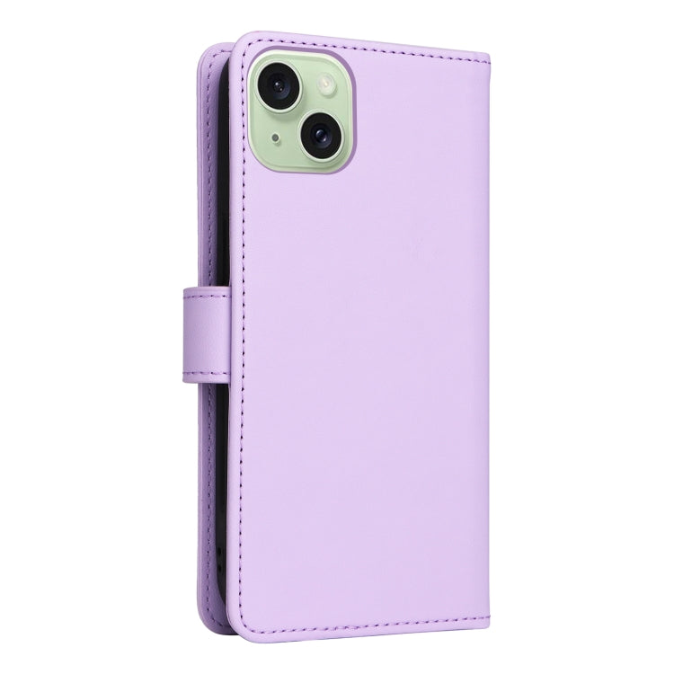 For iPhone 15 Plus BETOPNICE BN-005 2 in 1 Detachable Imitate Genuine Leather Phone Case(Light Purple) - HoMEdemic™ 