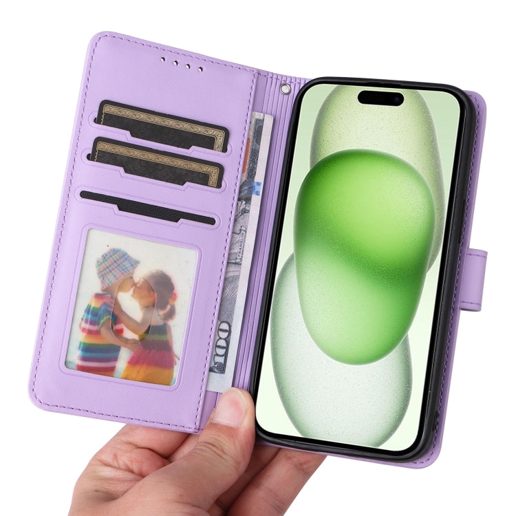 For iPhone 15 Plus BETOPNICE BN-005 2 in 1 Detachable Imitate Genuine Leather Phone Case(Light Purple) - HoMEdemic™ 