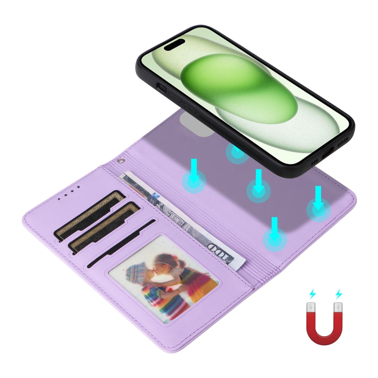 For iPhone 15 Plus BETOPNICE BN-005 2 in 1 Detachable Imitate Genuine Leather Phone Case(Light Purple) - HoMEdemic™ 