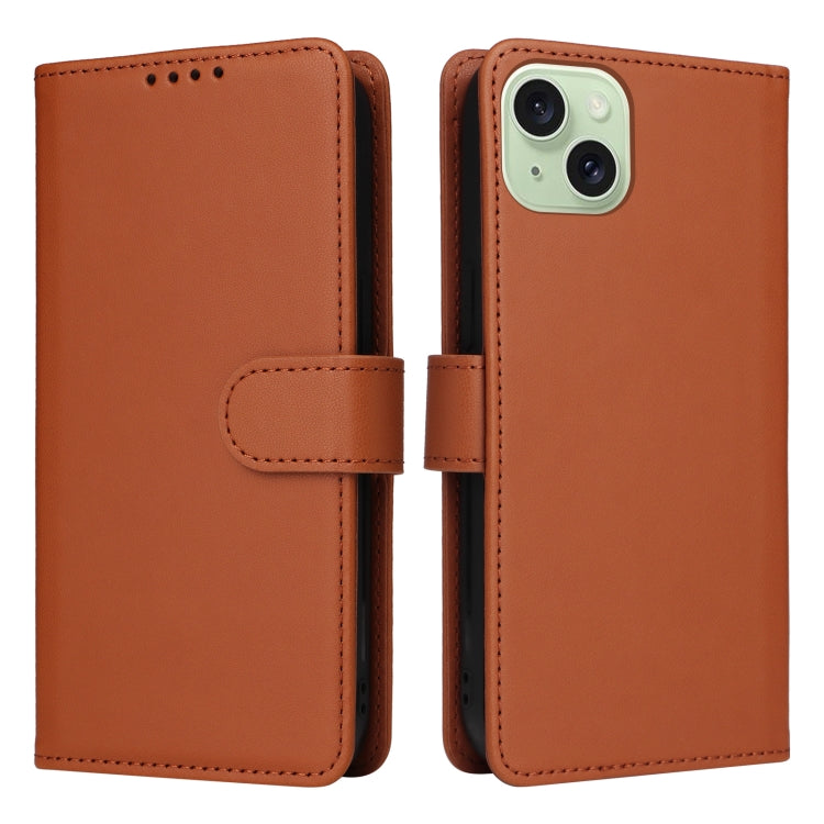 For iPhone 15 Plus BETOPNICE BN-005 2 in 1 Detachable Imitate Genuine Leather Phone Case(Brown) - HoMEdemic™ 