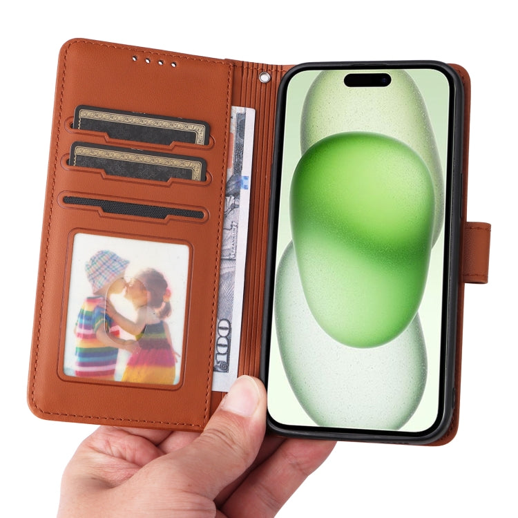 For iPhone 15 Plus BETOPNICE BN-005 2 in 1 Detachable Imitate Genuine Leather Phone Case(Brown) - HoMEdemic™ 