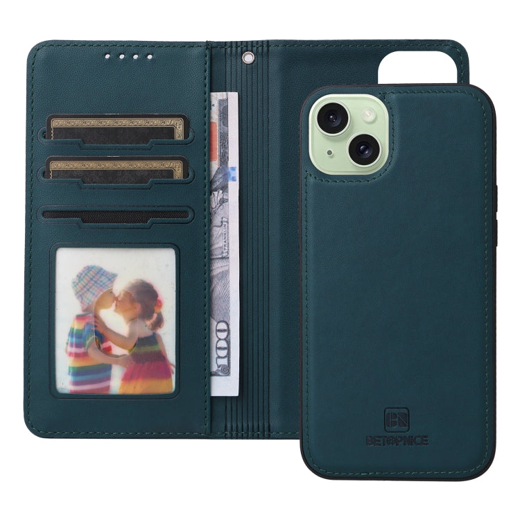For iPhone 15 Plus BETOPNICE BN-005 2 in 1 Detachable Imitate Genuine Leather Phone Case(Blue) - HoMEdemic™ 