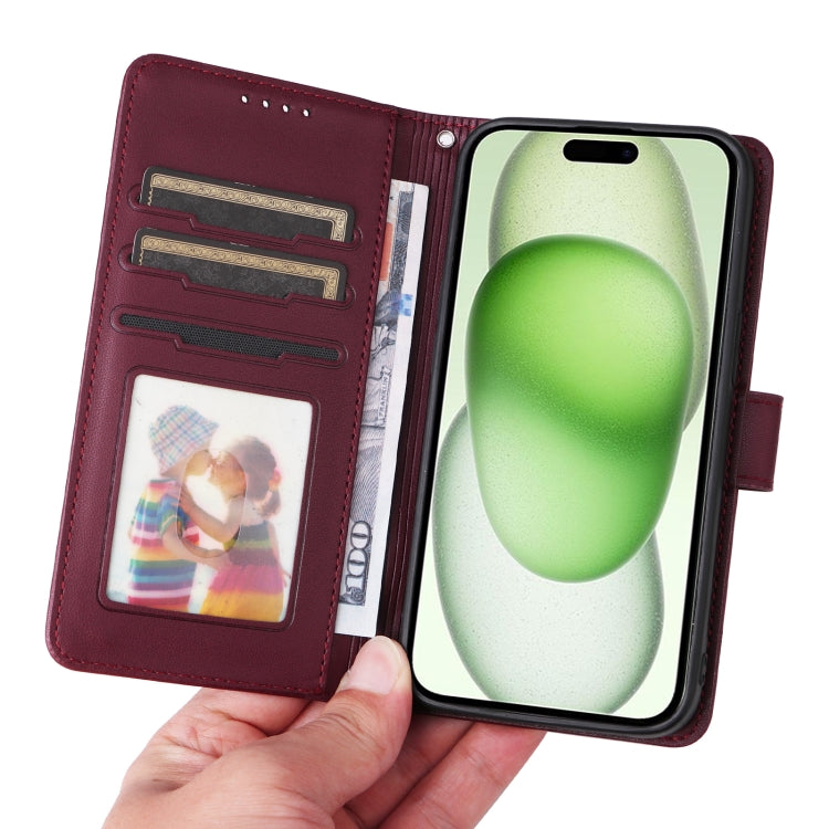 For iPhone 15 Plus BETOPNICE BN-005 2 in 1 Detachable Imitate Genuine Leather Phone Case(Wine Red) - HoMEdemic™ 
