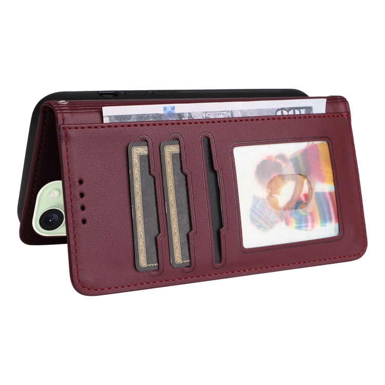 For iPhone 15 Plus BETOPNICE BN-005 2 in 1 Detachable Imitate Genuine Leather Phone Case(Wine Red) - HoMEdemic™ 