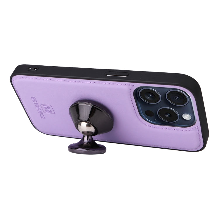 For iPhone 15 Pro BETOPNICE BN-005 2 in 1 Detachable Imitate Genuine Leather Phone Case(Light Purple) - HoMEdemic™ 