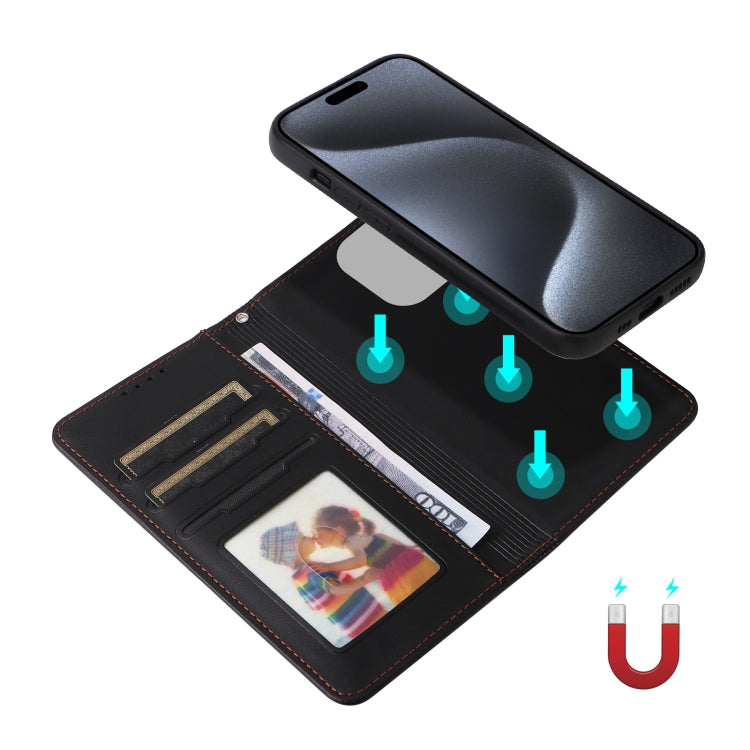For iPhone 15 Pro BETOPNICE BN-005 2 in 1 Detachable Imitate Genuine Leather Phone Case(Black) - HoMEdemic™ 