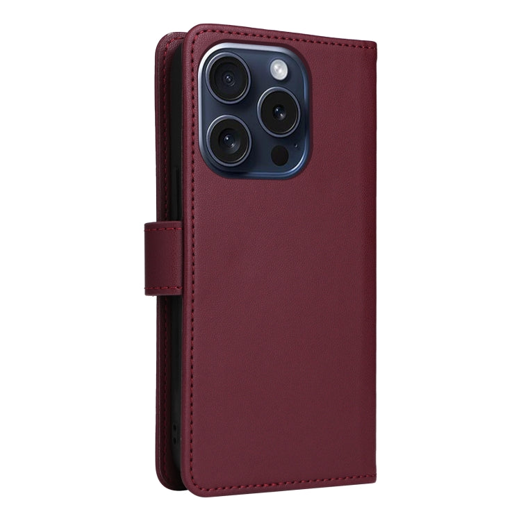 For iPhone 15 Pro BETOPNICE BN-005 2 in 1 Detachable Imitate Genuine Leather Phone Case(Wine Red) - HoMEdemic™ 