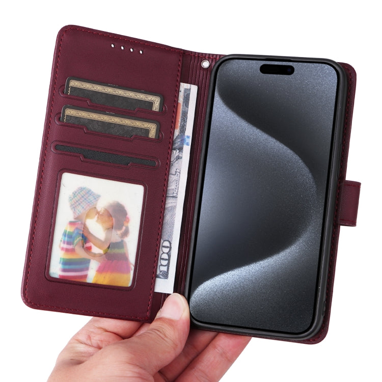 For iPhone 15 Pro BETOPNICE BN-005 2 in 1 Detachable Imitate Genuine Leather Phone Case(Wine Red) - HoMEdemic™ 