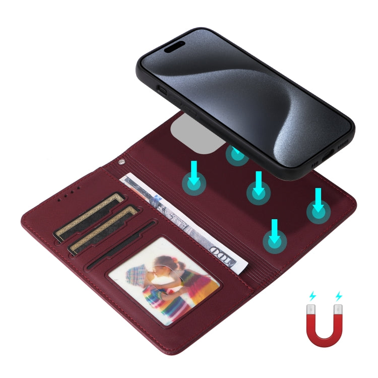 For iPhone 15 Pro BETOPNICE BN-005 2 in 1 Detachable Imitate Genuine Leather Phone Case(Wine Red) - HoMEdemic™ 