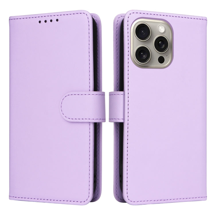 For iPhone 15 Pro Max BETOPNICE BN-005 2 in 1 Detachable Imitate Genuine Leather Phone Case(Light Purple) - HoMEdemic™ 