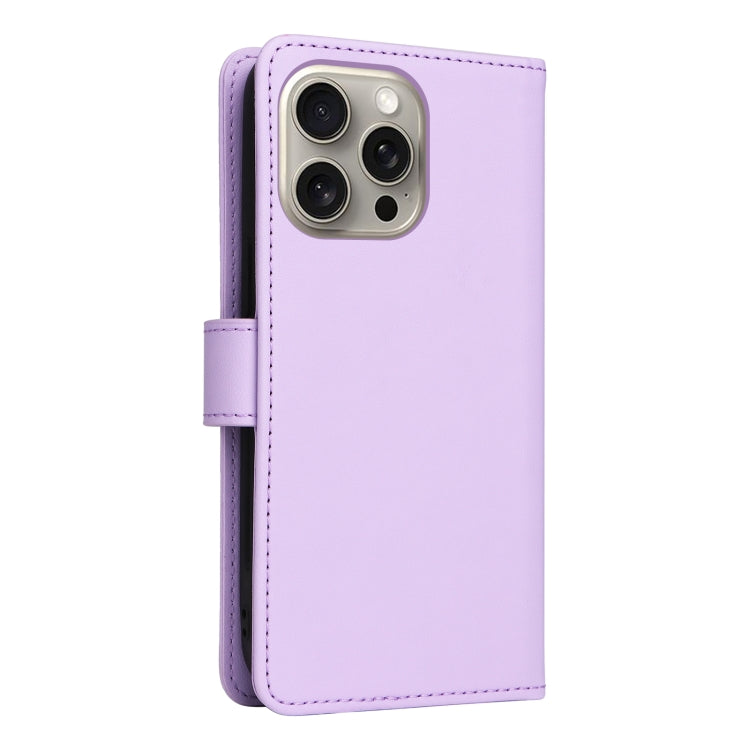 For iPhone 15 Pro Max BETOPNICE BN-005 2 in 1 Detachable Imitate Genuine Leather Phone Case(Light Purple) - HoMEdemic™ 