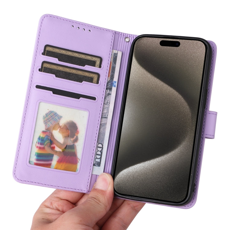For iPhone 15 Pro Max BETOPNICE BN-005 2 in 1 Detachable Imitate Genuine Leather Phone Case(Light Purple) - HoMEdemic™ 