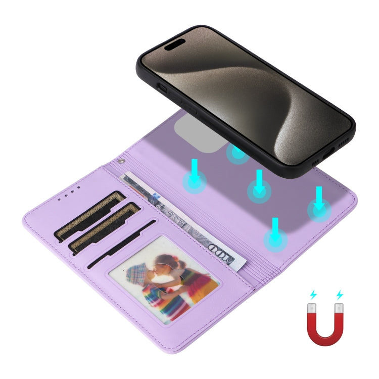 For iPhone 15 Pro Max BETOPNICE BN-005 2 in 1 Detachable Imitate Genuine Leather Phone Case(Light Purple) - HoMEdemic™ 