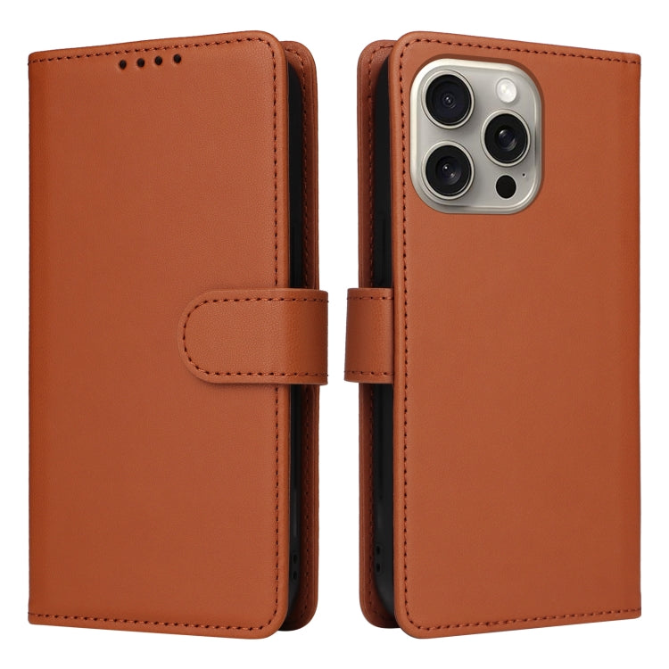 For iPhone 15 Pro Max BETOPNICE BN-005 2 in 1 Detachable Imitate Genuine Leather Phone Case(Brown) - HoMEdemic™ 