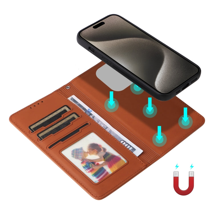 For iPhone 15 Pro Max BETOPNICE BN-005 2 in 1 Detachable Imitate Genuine Leather Phone Case(Brown) - HoMEdemic™ 