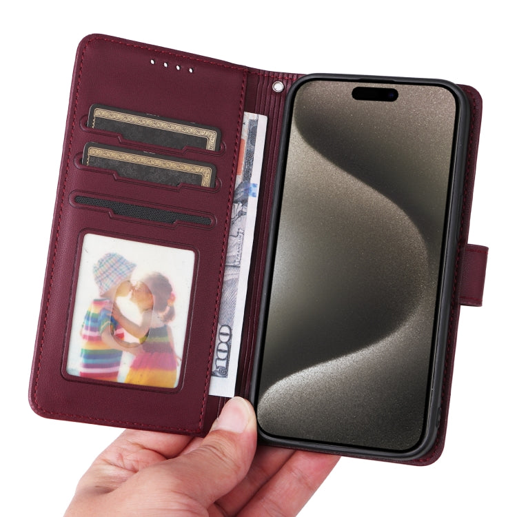 For iPhone 15 Pro Max BETOPNICE BN-005 2 in 1 Detachable Imitate Genuine Leather Phone Case(Wine Red) - HoMEdemic™ 