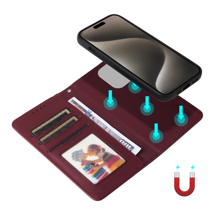 For iPhone 15 Pro Max BETOPNICE BN-005 2 in 1 Detachable Imitate Genuine Leather Phone Case(Wine Red) - HoMEdemic™ 