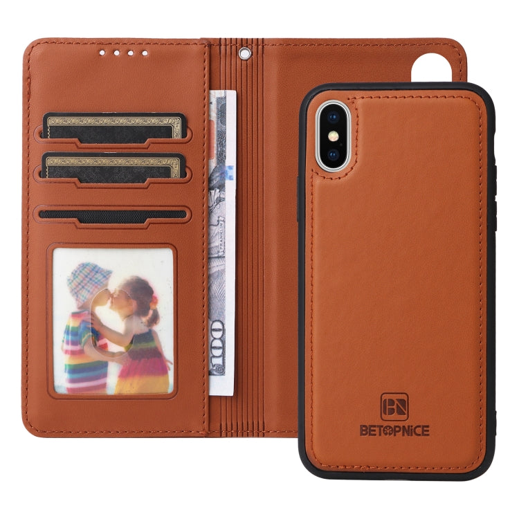 For iPhone X / XS BETOPNICE BN-005 2 in 1 Detachable Imitate Genuine Leather Phone Case(Brown) - HoMEdemic™ 