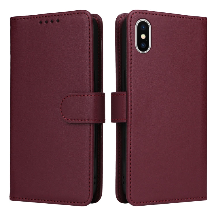 For iPhone X / XS BETOPNICE BN-005 2 in 1 Detachable Imitate Genuine Leather Phone Case(Wine Red) - HoMEdemic™ 