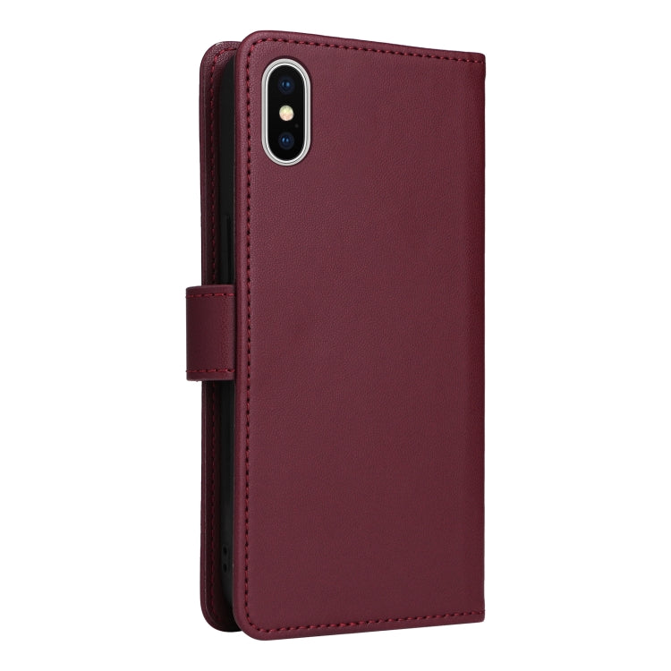 For iPhone X / XS BETOPNICE BN-005 2 in 1 Detachable Imitate Genuine Leather Phone Case(Wine Red) - HoMEdemic™ 