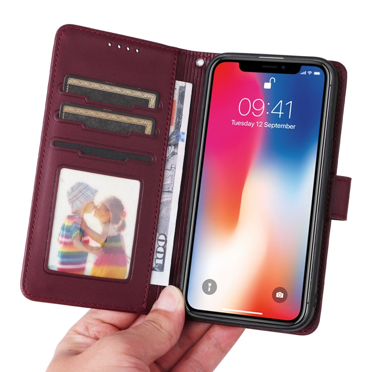 For iPhone X / XS BETOPNICE BN-005 2 in 1 Detachable Imitate Genuine Leather Phone Case(Wine Red) - HoMEdemic™ 