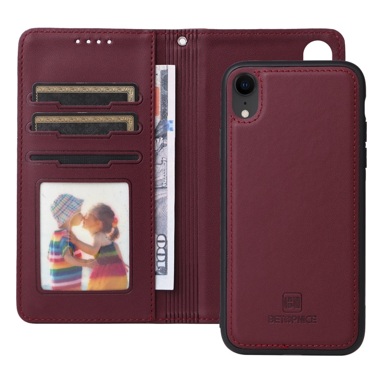 For iPhone XR BETOPNICE BN-005 2 in 1 Detachable Imitate Genuine Leather Phone Case(Wine Red) - HoMEdemic™ 