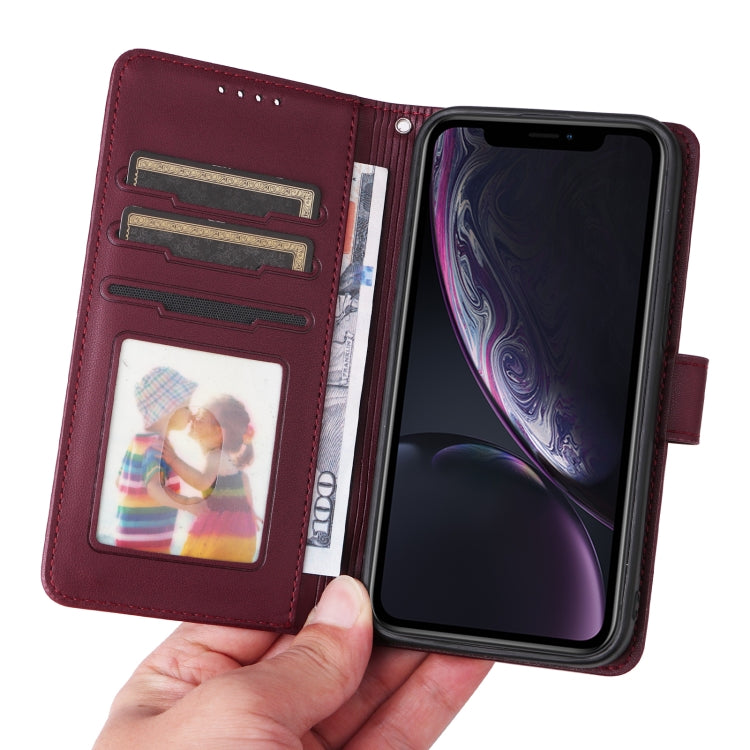 For iPhone XR BETOPNICE BN-005 2 in 1 Detachable Imitate Genuine Leather Phone Case(Wine Red) - HoMEdemic™ 