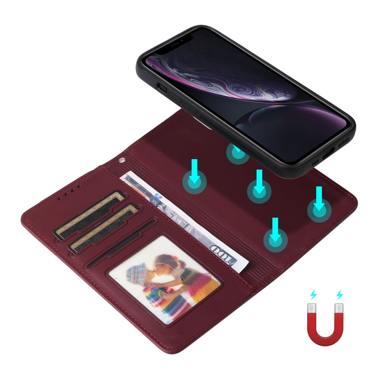 For iPhone XR BETOPNICE BN-005 2 in 1 Detachable Imitate Genuine Leather Phone Case(Wine Red) - HoMEdemic™ 