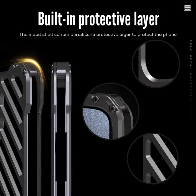 For iPhone 15 R-JUST RJ-50 Hollow Breathable Armor Metal Phone Case(Space Grey) - HoMEdemic™ 