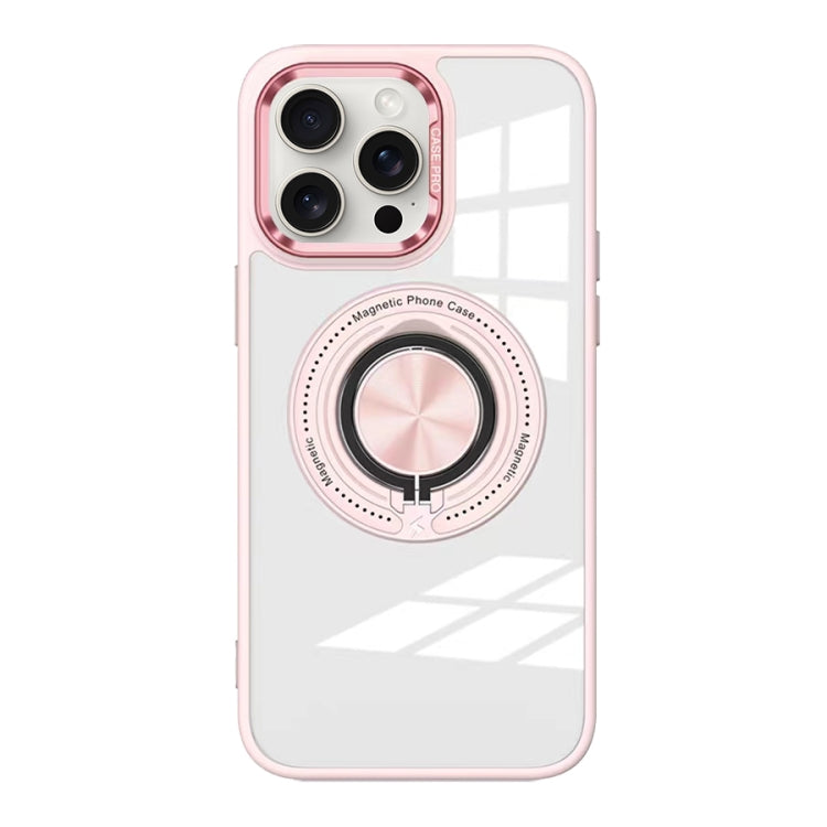 For iPhone 15 Pro Max Magnetic Rotating Ring Holder Acrylic Phone Case(Pink) - HoMEdemic™ 