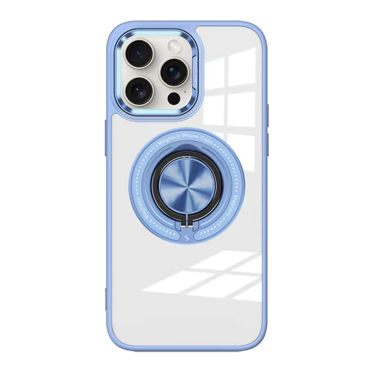 For iPhone 15 Pro Magnetic Rotating Ring Holder Acrylic Phone Case(Light Blue) - HoMEdemic™ 