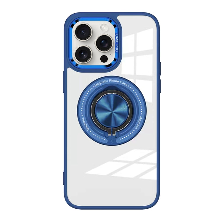 For iPhone 15 Pro Magnetic Rotating Ring Holder Acrylic Phone Case(Dark Blue) - HoMEdemic™ 