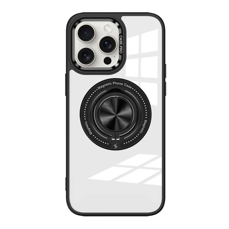 For iPhone 15 Pro Magnetic Rotating Ring Holder Acrylic Phone Case(Black) - HoMEdemic™ 