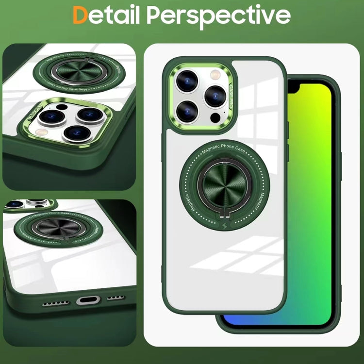For iPhone 15 Pro Max Magnetic Rotating Ring Holder Acrylic Phone Case(Green) - HoMEdemic™ 