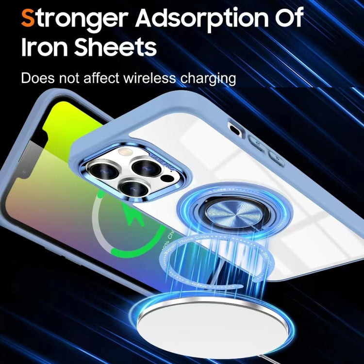 For iPhone 15 Pro Max Magnetic Rotating Ring Holder Acrylic Phone Case(Light Blue) - HoMEdemic™ 