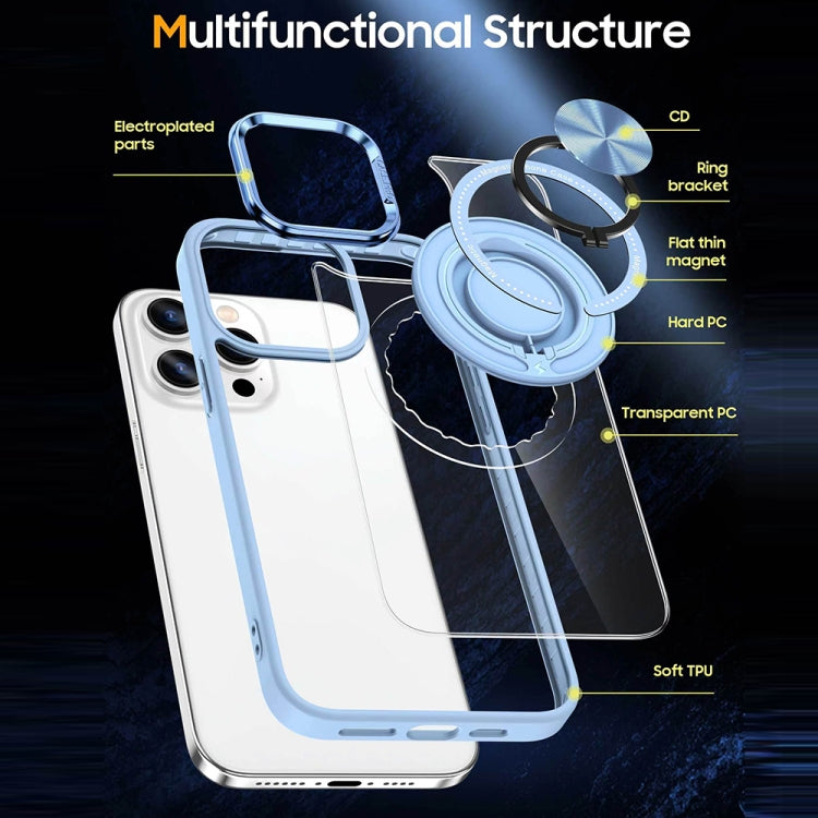 For iPhone 15 Pro Magnetic Rotating Ring Holder Acrylic Phone Case(Light Blue) - HoMEdemic™ 