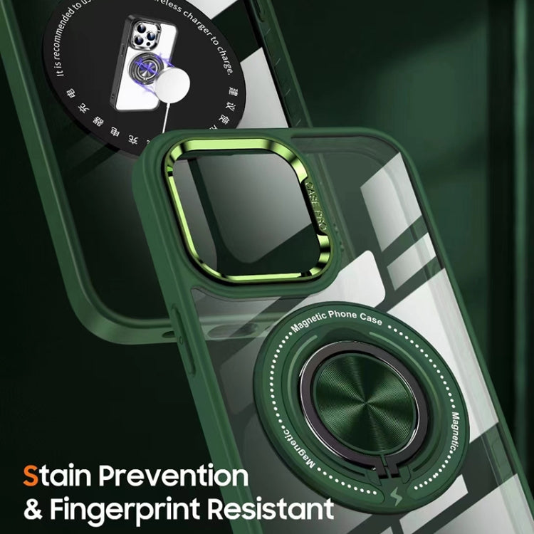 For iPhone 15 Pro Max Magnetic Rotating Ring Holder Acrylic Phone Case(Dark Blue) - HoMEdemic™ 