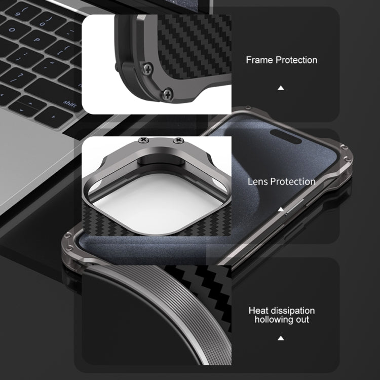 For iPhone 15 R-JUST RJ51 Hollow MagSafe Magnetic Metal Phone Case(Space Grey) - HoMEdemic™ 
