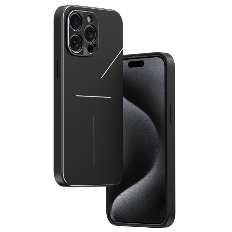 For iPhone 15 Pro R-JUST RJ52 3-Line Style Metal TPU Shockproof Phone Case(Black) - HoMEdemic™ 