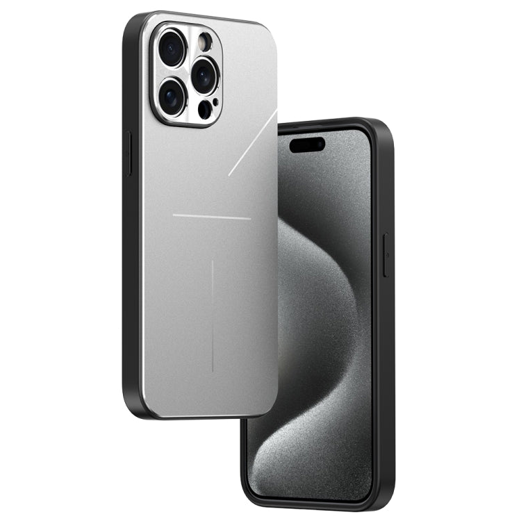 For iPhone 15 Pro R-JUST RJ52 3-Line Style Metal TPU Shockproof Phone Case(Silver) - HoMEdemic™ 