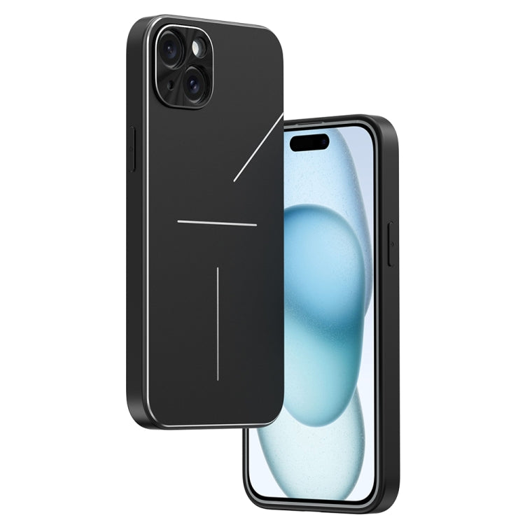 For iPhone 15 Plus R-JUST RJ52 3-Line Style Metal TPU Shockproof Phone Case(Black) - HoMEdemic™ 