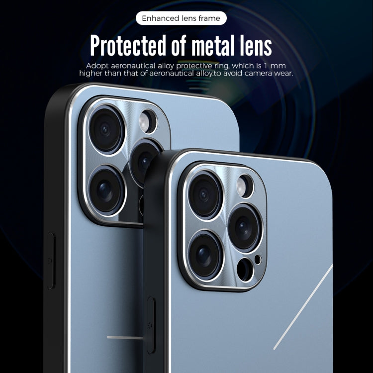 For iPhone 15 R-JUST RJ52 3-Line Style Metal TPU Shockproof Phone Case(Blue) - HoMEdemic™ 