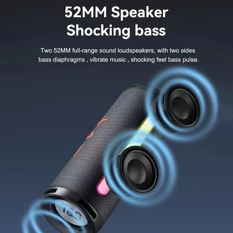 T&G TG374 Portable 3D Stereo Bluetooth Speaker Subwoofer Support FM / TF Card / RGB Light(Grey) - HoMEdemic™ 