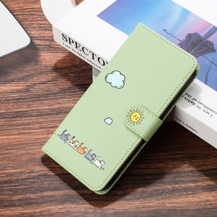 For iPhone 15 Pro Cartoon Cats Leather Phone Case(Green) - HoMEdemic™ 