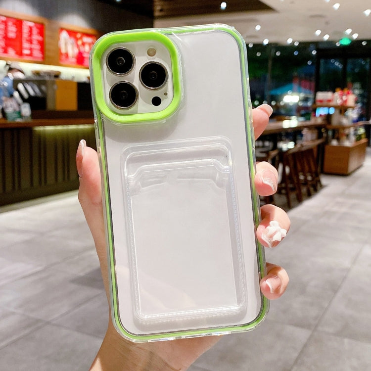 For iPhone 15 Pro 360 Clear PC Hybrid  TPU Phone Case with Card Slot(Green) - HoMEdemic™ 