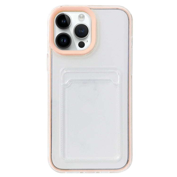 For iPhone 15 Pro 360 Clear PC Hybrid  TPU Phone Case with Card Slot(Apricot) - HoMEdemic™ 