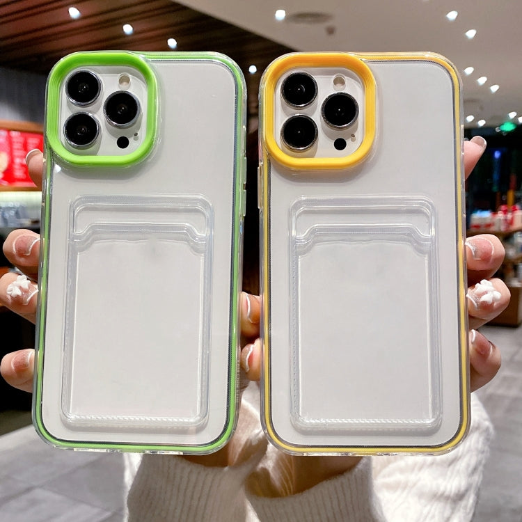 For iPhone 15 Pro 360 Clear PC Hybrid  TPU Phone Case with Card Slot(Apricot) - HoMEdemic™ 