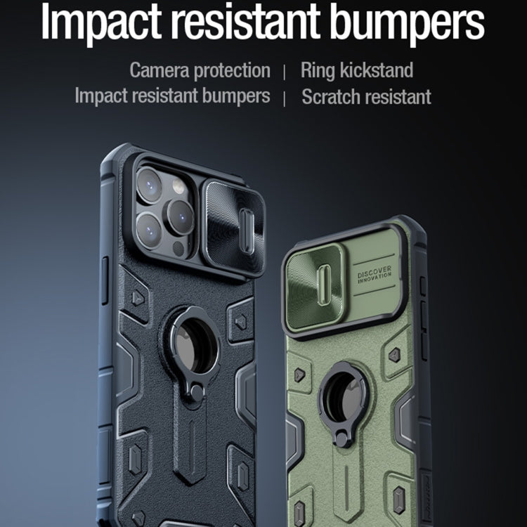 For iPhone 15 Pro NILLKIN Shockproof CamShield Armor Protective Case with Invisible Ring Holder(Green) - HoMEdemic™ 